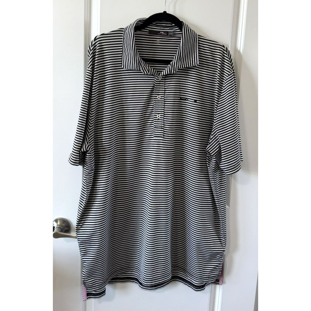 Men Polo Ralph Lauren RLX Sport Golf Black white striped logo shirt size XL